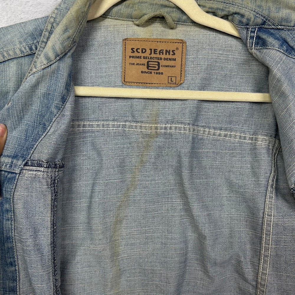 Vintage SCD Jeans Trucker Jacket Men's Blue‎ Denim Button Front Classic - Large - Picture 10 of 14